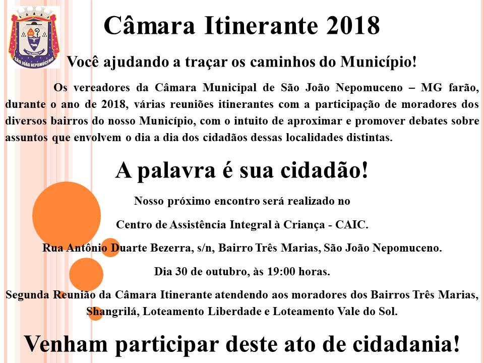 CAIC recebe a Câmara Itinerante 2018