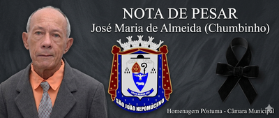 Câmara Municipal decreta luto oficial pelo falecimento do ex-Vereador José Maria de Almeida