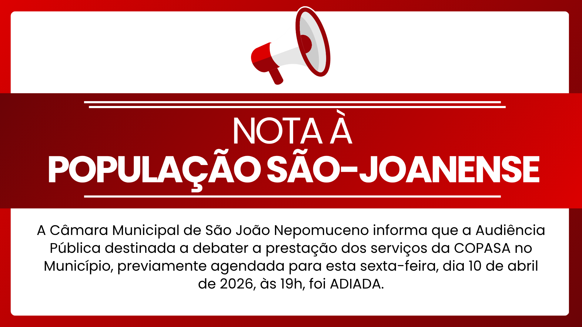Nota à população são-joanense