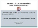 Pauta da 37ª Reunião Ordinária da Sessão Legislativa de 2019