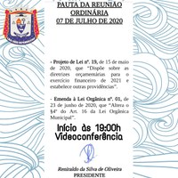 Pauta da Reunião Ordinária - 07 de julho de 2020